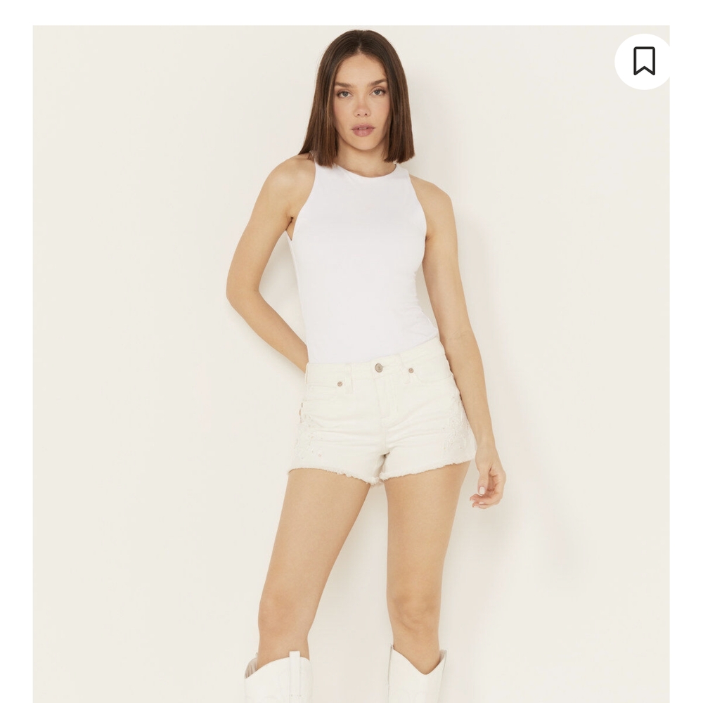Shyanne Women's 💍 Bridal Mid Rise Lace Denim Shorts 👰🏼‍♀️